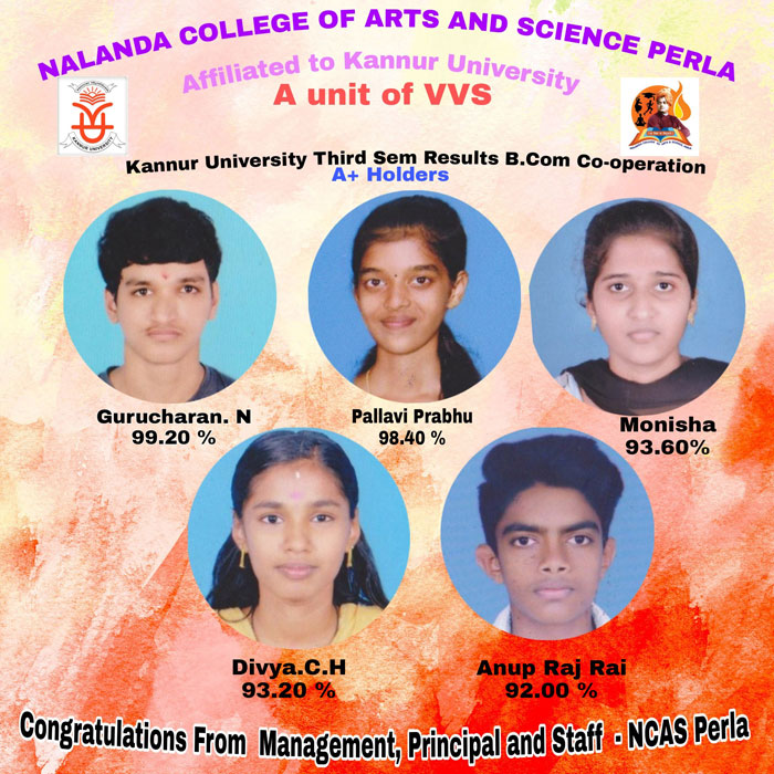 Kannur University Third Sem B.Com Results VVS Nalanda College